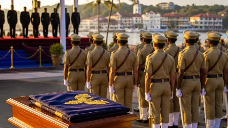 Amit Shah presents President’s Colour to Goa Police in Panaji