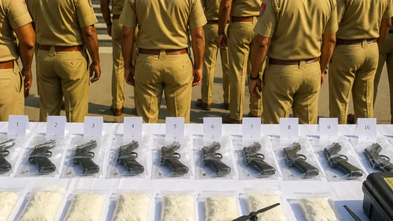 Amritsar police bust cross-border smuggling rings; 7 held, 10 pistols and 1.054 kg heroin seized