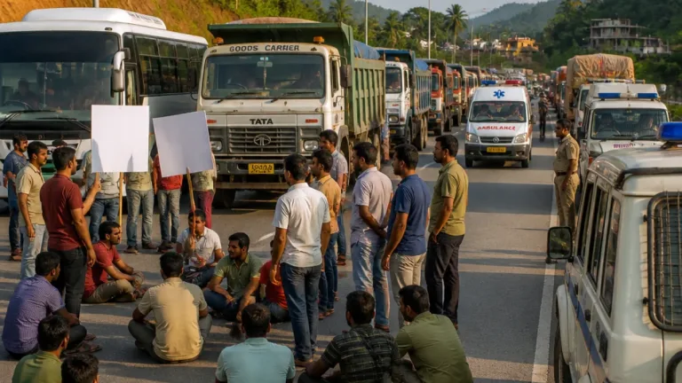 Assam drivers continue Jorabat blockade for second day, traffic to Meghalaya disrupted