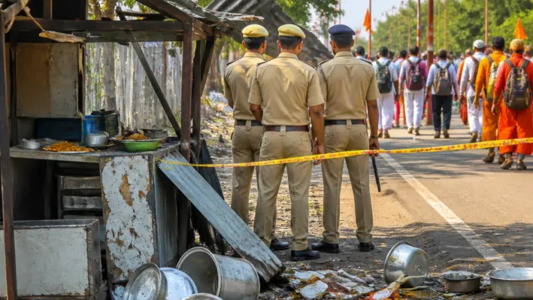 Bareilly police detain four, bulldoze part of shop for selling non‑veg on Kanwar Yatra route