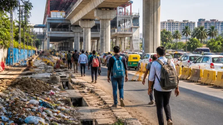Bengaluru Pink Line set for September opening but pedestrian access on Bannerghatta Road remains poor