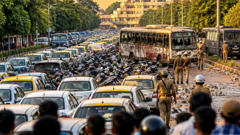 Bhubaneswar sees violent turn as app-based cab and bike drivers’ strike blocks MG Marg