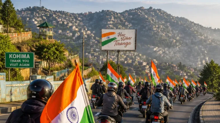 BJP stages two‑wheeler 'Har Ghar Tiranga' rally in Kohima, minister urges dignity for Tricolour