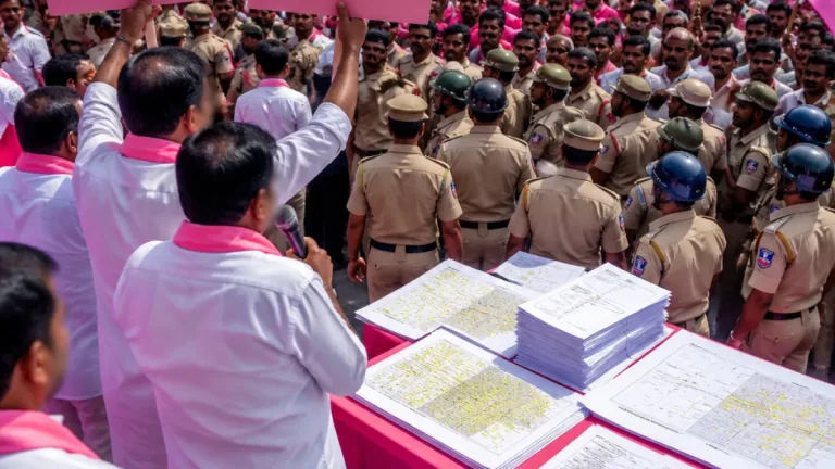 BRS stages protest, seeks resignation of Revenue Minister over inclusion of lands under Section 22A