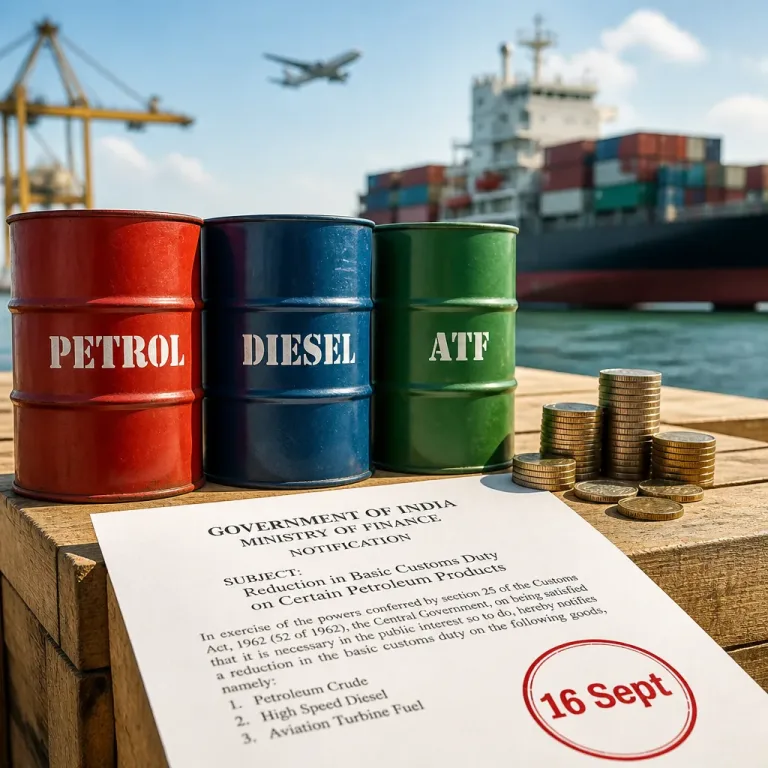 Centre trims export levies on petrol, diesel and ATF; changes effective Sept 16