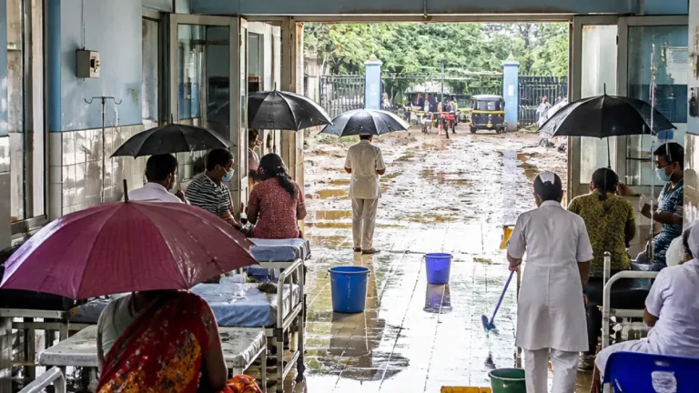 Dhanbad hospital wards waterlogged, ceilings leak as patients use umbrellas indoors