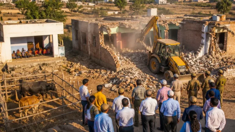 Dilapidated government primary school near Jaipur demolished; new building sanctioned for ₹18 lakh