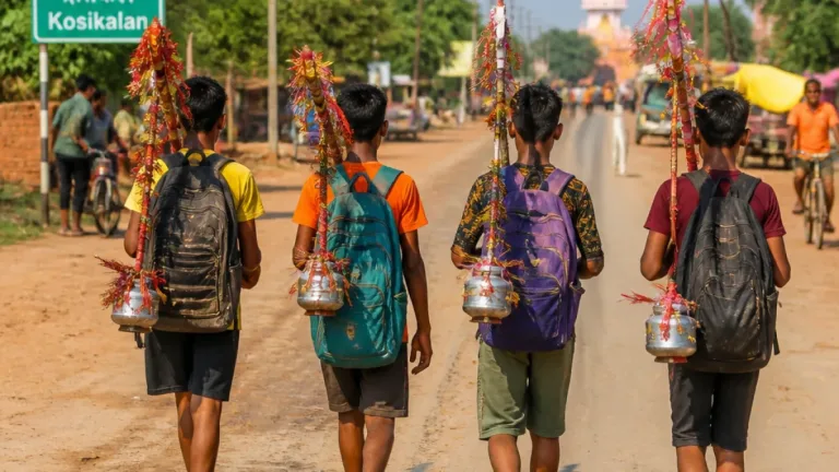 Faridabad: Four siblings from Kosikalan undertake Kanwar Yatra praying for help after school expulsion