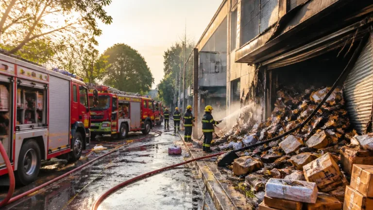Fire at Jayadev Vihar courier centre in Bhubaneswar brings goods to ashes; blaze doused