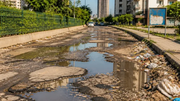 Ghaziabad residents of Raj Nagar Extension demand permanent fix for 300-metre damaged road