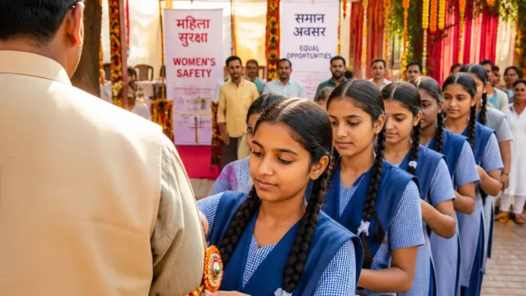 Haryana CM Nayab Singh Saini celebrates Raksha Bandhan with schoolgirls in Chandigarh, stresses women's safety