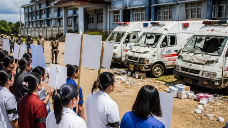 Healthcare staff in Kangpokpi protest after alleged mob attack on medical team, ambulances vandalised