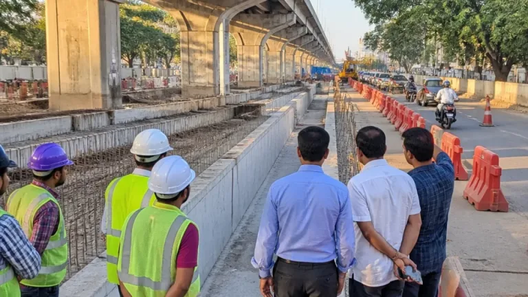 Hubballi MLA criticises officials after drain work narrows road below flyover