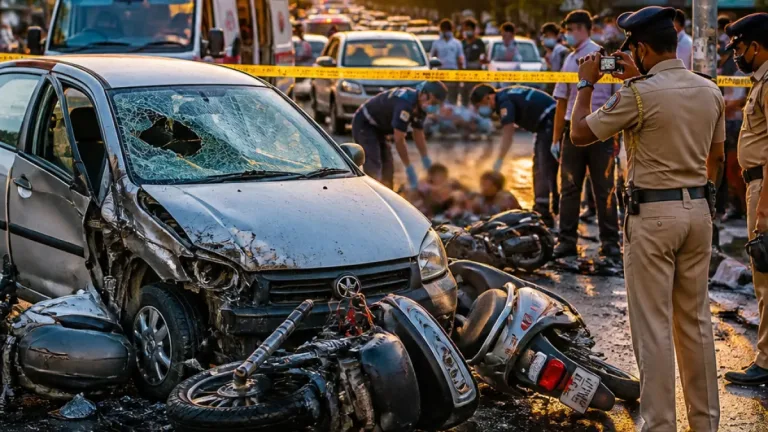 Jaipur: Toddler, man killed as speeding car rams multiple vehicles in Sanganer