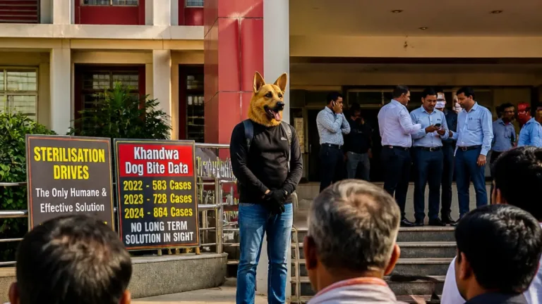 Khandwa oppositon stages unusual protest at Jan Sunwai, raises alarm on stray dog menace