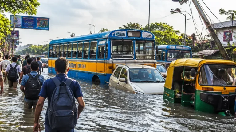 Kolkata sees widespread waterlogging, traffic gridlock as depression centres near city