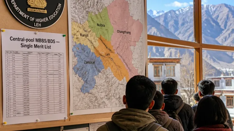 Ladakh issues new single-merit rules for Central-pool MBBS, BDS admissions after district reorganisation