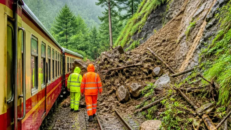 Landslide between Gumman and Koti halts Kalka–Shimla services, fog and monsoon worsen disruption in Shimla