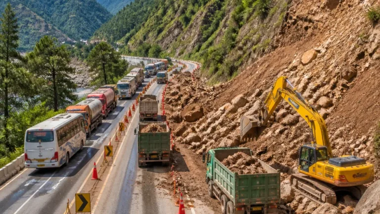 Landslide near Darmathal-Dewal blocks Srinagar-bound lane on NH-44, traffic regulated