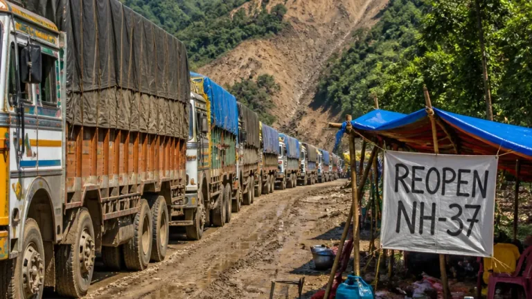 Manipur truckers stage 24-hour strike after driver found dead; movement of essential goods halted