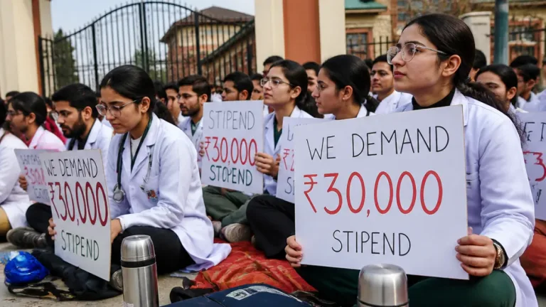 Medical interns in J&K launch indefinite strike, demand stipend hike to ₹30,000