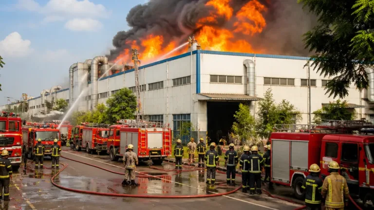 Moradabad factory blaze at Katghar: large RH International unit ablaze, no casualties reported