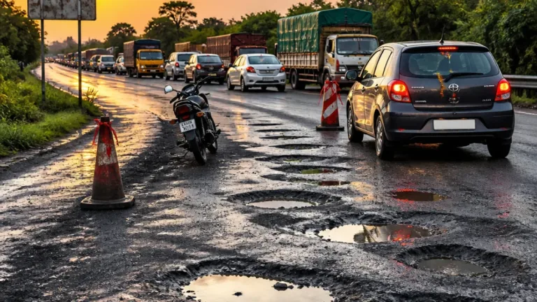 Nashik commuters alarmed as Mumbai–Nashik highway pockmarked with potholes ahead of Ganeshotsav