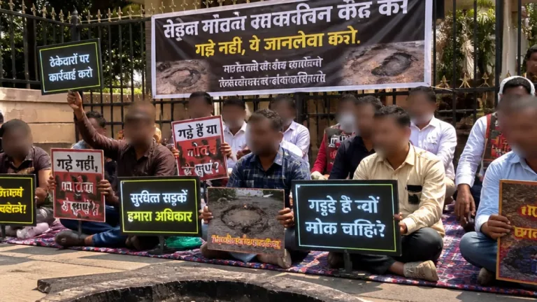 Nashik: NCP (SP) stages sit-in, hunger strike outside civic headquarters over poor roads