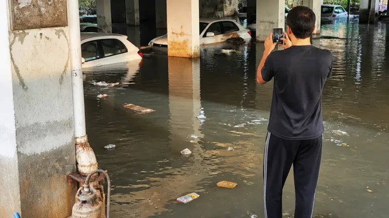Noida resident posts video of waterlogged society basement, questions premium rents