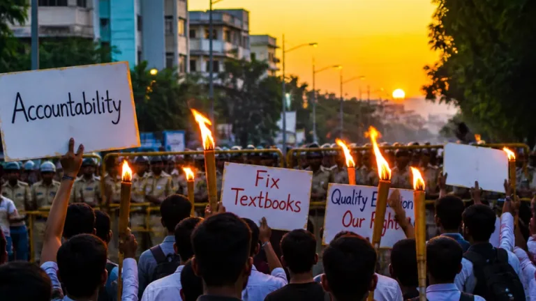 Odisha Youth Congress stages torch rally in Bhubaneswar, demands accountability over paper leaks and textbook errors