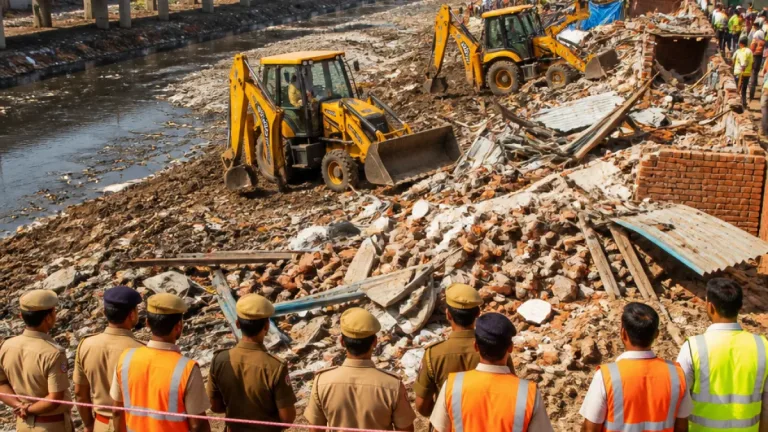 Panipat MC clears hundreds of encroachments along Drain No. 1 to ease waterlogging, make way for bypass