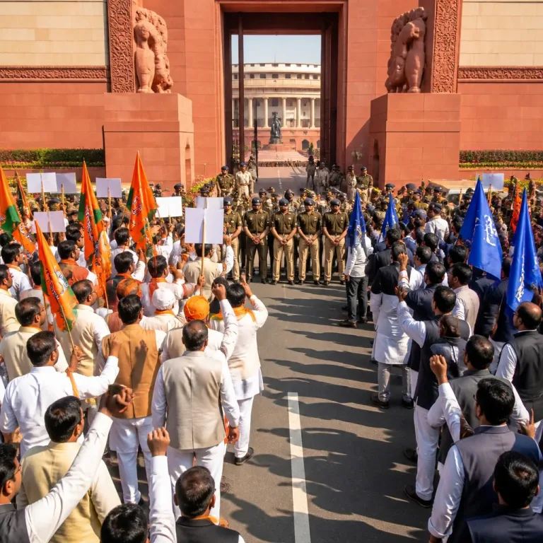 NDA, INDIA bloc MPs clash at Parliament gate over Jharkhand police action and Ram temple donations