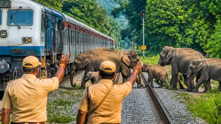Rajdhani stopped in Hojai as forest staff and rail control allow elephant herd to cross safely