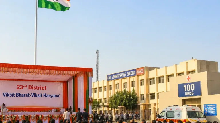 Saini unfurls tricolour in Hansi; announces new district status, jobs and health upgrades