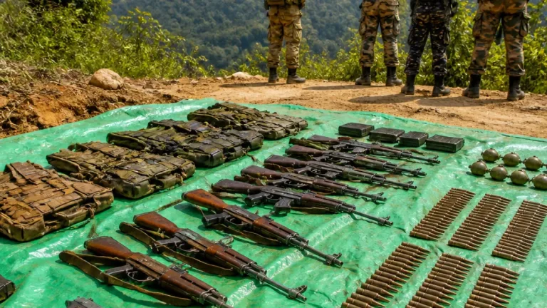 Security forces recover arms cache near Imphal East foothills during joint search operation