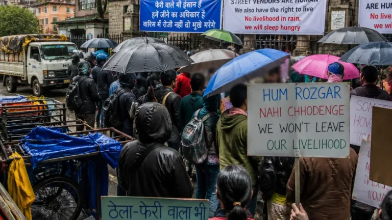 Shimla street vendors stage protest, demand halt to municipal eviction drive
