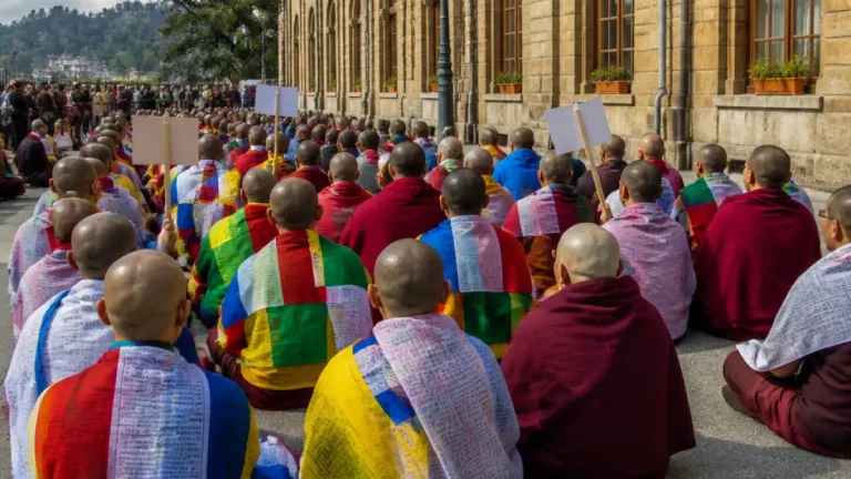 Shimla: Tibetan exiles end 24-hour hunger strike, shave heads in protest against China