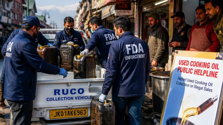 Srinagar: FDA conducts focused drive, inspects 20 street-food units and lifts 45 litres of used oil