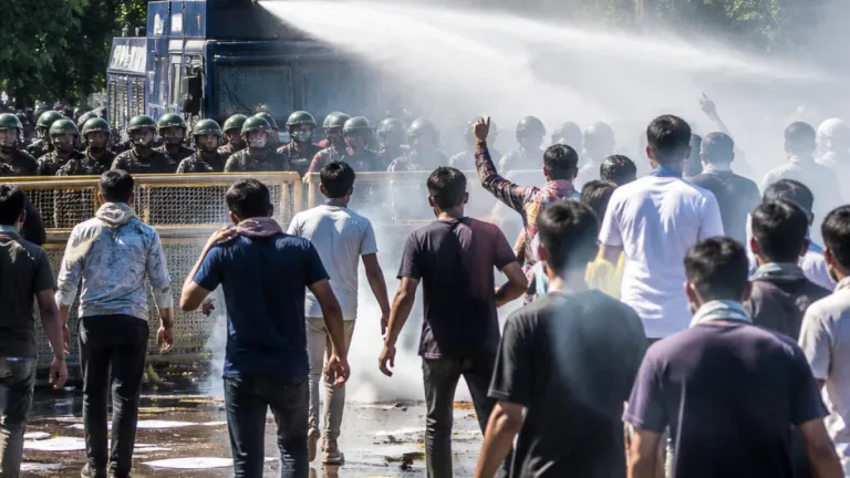 Tear gas and water cannon used as Qaumi Insaaf Morcha supporters try to enter Chandigarh from Mohali