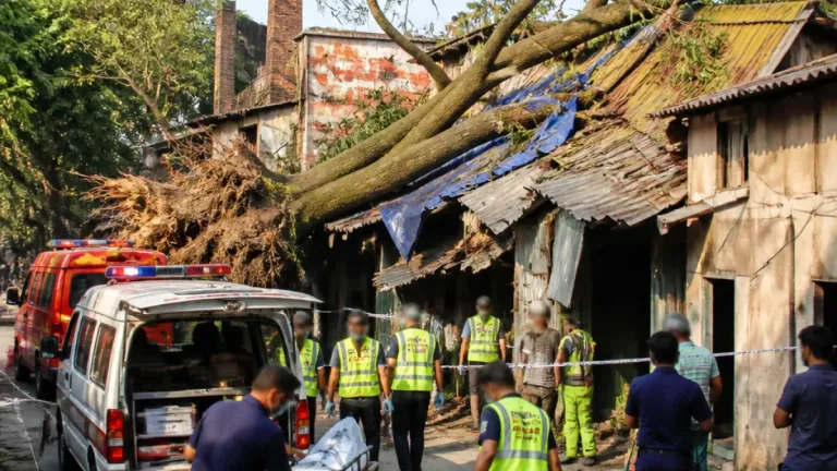 Thane chawls damaged, one injured after large tree falls near Balkum crematorium