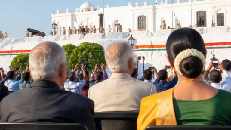 Trisha Krishnan seen beside CM Vijay's parents at Chennai Independence Day function