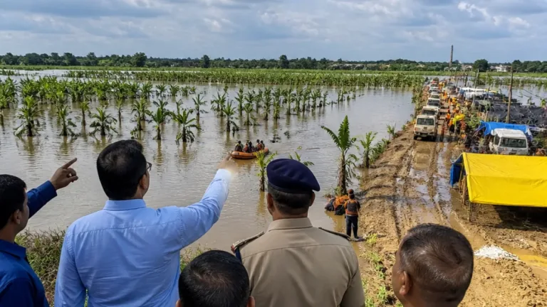 Union minister, Bihar CM survey flood damage in Hajipur; central aid pledged after 50 lakh displaced