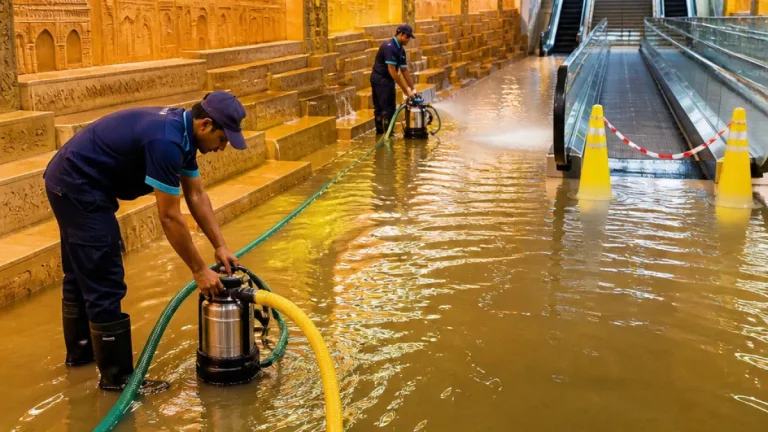 Varanasi ghats motif at Noida airport waterlogged after heavy rain, operations unaffected