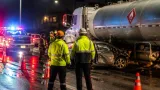 Choque nocturno en San Nicolas de los Garza involucra tractocamión con ácido ferroso