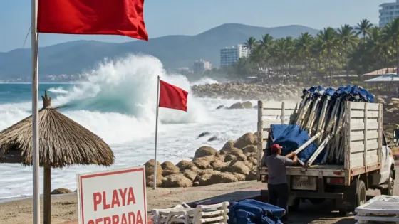 Cierran playas de Colima por olas de hasta 7 metros ante el huracán Polo