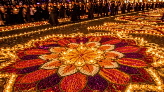 Huamantla vive una velada de velas y tapetes en la Corrida de las Luces