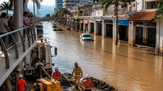 Inundaciones afectan la zona hotelera de Puerto Vallarta tras paso de Polo