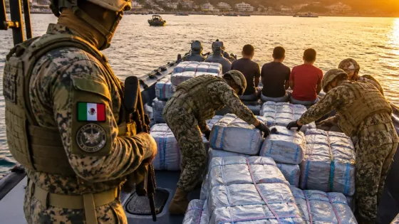 Semar asegura 1.9 toneladas de presunta cocaína frente a Zihuatanejo; detienen a dos