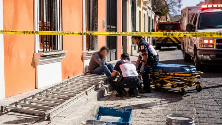 Adolescente cae seis metros en la capital poblana mientras pintaba una fachada