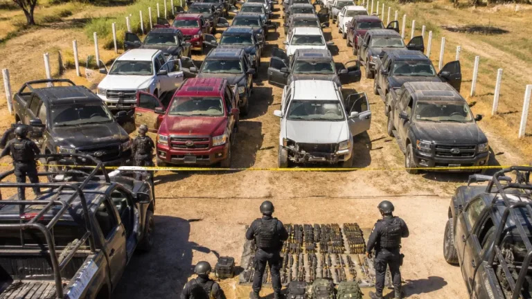 Aseguran 32 vehículos y armamento en operativos en Puente de Camotlán, La Yesca